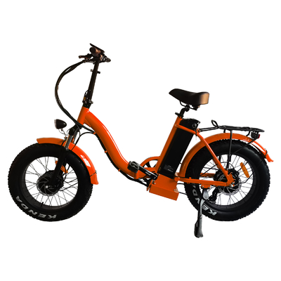 पेडल असिस्ट सिस्टम के साथ मेन्स मिनी फोल्डिंग इलेक्ट्रिक हाइब्रिड बाइक ऑरेंज 48v इलेक्ट्रिक फोल्डिंग साइकिल
