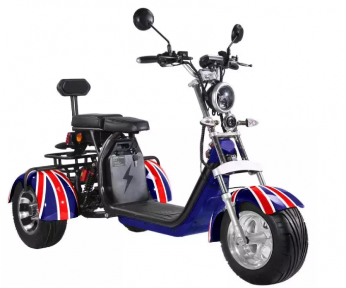 वयस्कों के लिए ऑफ रोड 3 व्हील इलेक्ट्रिक स्कूटर स्ट्रीट कानूनी 1000w 1500w 60v लिथियम बैटरी 2